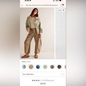 Free People Barrel Jeans - Taupe